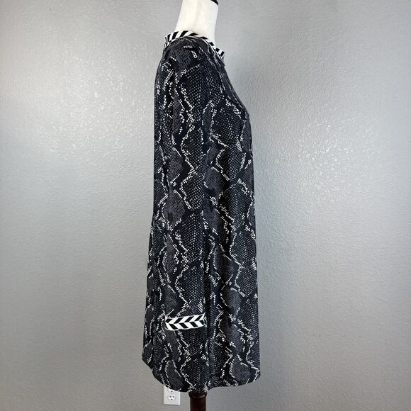 Jude Connally Womens Long Sleeve Shift Dress Size XL Black Snakeskin Jude Cloth - Picture 6 of 8